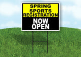 SPORTS REGISTRATION YELLOW BLACK SPRING Yard Sign with Stand LAWN SIGN