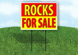 ROCKS FOR SALE RED YELLOW Plastic Yard Sign ROAD SIGN with Stand