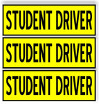 SET 3 Student Driver  Car MAGNET Magnetic Bumper Sticker  bright safety yellow