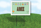 AIMEE WELCOME BABY GREEN  18 in x 24 in Yard Sign Road Sign with Stand