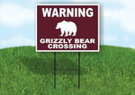 WARNING GRIZZLY BEAR CROSSING TRAIL Yard Sign Road with Stand LAWN SIGN