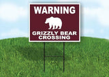 WARNING GRIZZLY BEAR CROSSING TRAIL Yard Sign Road with Stand LAWN SIGN