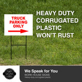TRUCK PARKING ONLY RIGHT arrow red Yard Sign with Stand LAWN SIGN