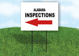 INSPECTIONS LEFT ARROW RED_ ALABAMA  Yard Sign with Stand LAWN SIGN