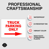 TRUCK PARKING ONLY RIGHT arrow red Yard Sign with Stand LAWN SIGN