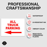 ALL TRUCK PARKING LEFT arrow red Yard Sign with Stand LAWN SIGN