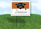 2023 SENIOR BURNT ORANGE WHITE  18inx24in Yard Road Sign w/ Stand