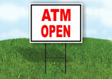 ATM OPEN BLACK RED Yard Sign Road with Stand LAWN SIGN