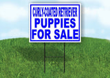 Curly-Coated Retriever PUPPIES FOR SALE BLUE Yard Sign Road with Stand LAWN SIGN