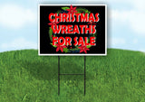 CHRISTMAS WREATHS FOR SALE BLACK Yard Sign with Stand LAWN SIGN