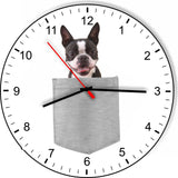 Boston Terrier In Your Pocket Puppy Dog kitchen living room Wall Clock