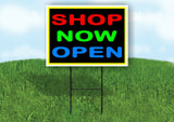 SHOP NOW OPEN NEON Yard Sign with Stand LAWN SIGN