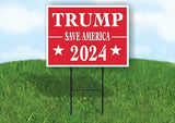 TRUMP 2024 RED SAVE AMERICA Yard Sign Road with Stand LAWN SIGN