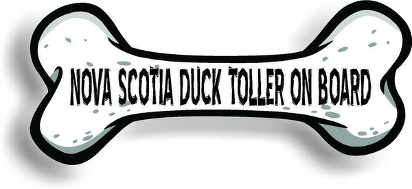 Dog on Board Nova Scotia Duck Toller Bone Car Magnet Bumper Sticker 3"x7"