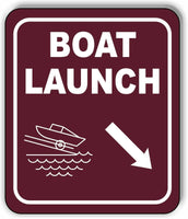 BOAT LAUNCH DIRECTIONAL 45 DEGREES DOWN RIGHT ARROW Aluminum composite sign