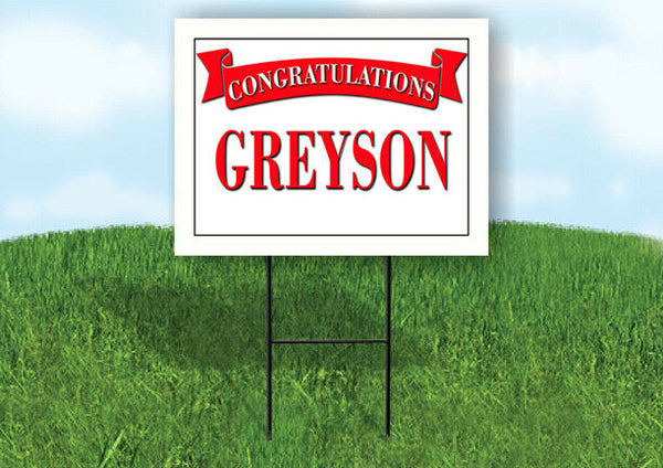 GREYSON CONGRATULATIONS RED BANNER 18in x 24in Yard sign with Stand