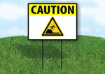 CAUTION SUDDEN DROP OFF SYMBOL BLACK YELLOW 18inx24in Yard Road Sign w/ Stand