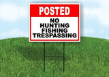 POSTED RED NO HUNTING FISHING TRESPASSING Yard Sign Road with Stand LAWN SIGN