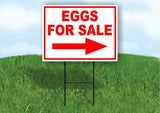EGGS FOR SALE RIGHT arrow red Yard Sign Road with Stand LAWN SIGN Single sided