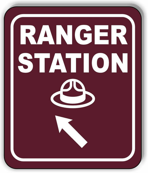 RANGER STATION DIRECTIONAL 45 DEGREES UP LEFT ARROW Aluminum composite sign