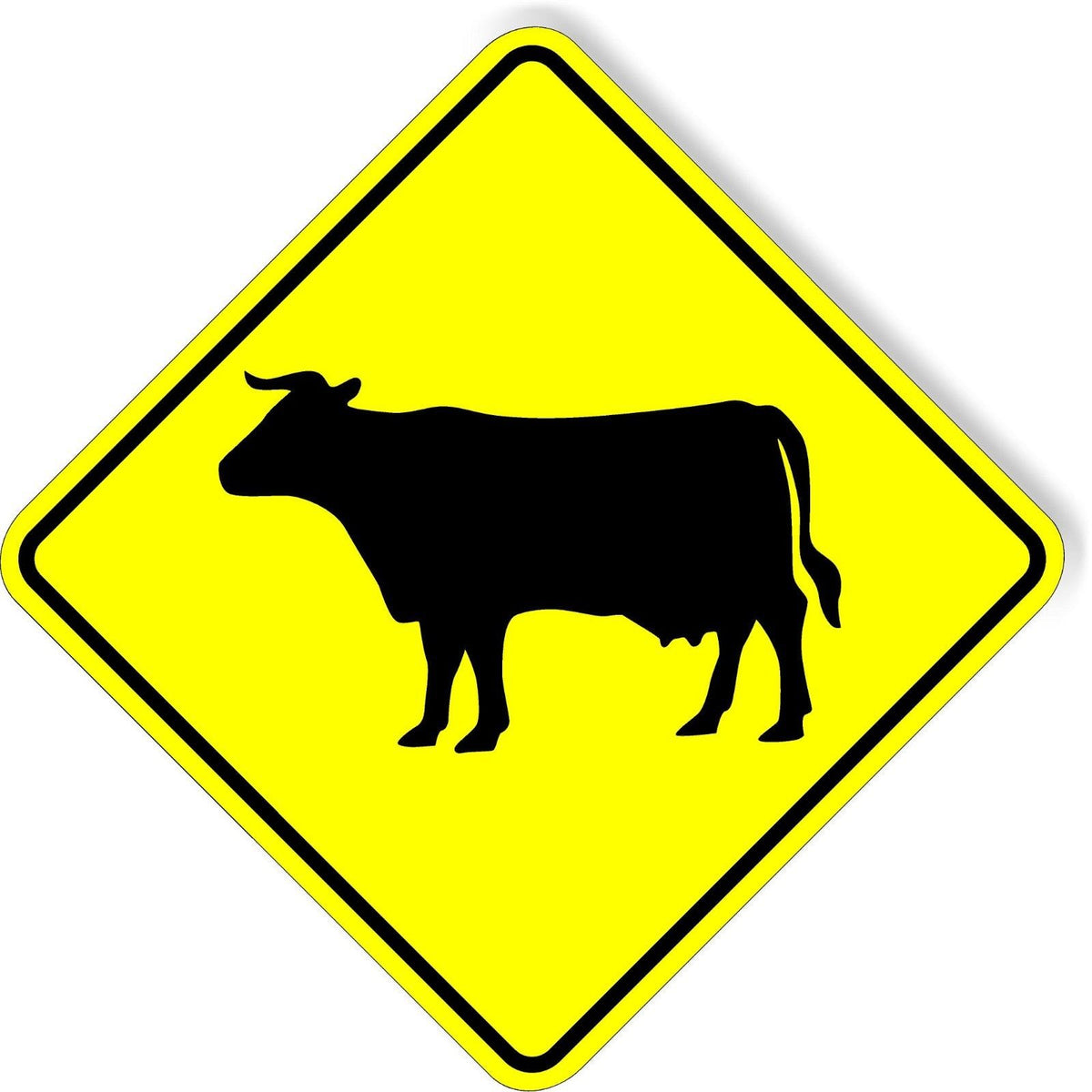 COW crossing sign bright vibrant easy to see yellow save the cows bull ...