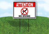 ATTENTION NO DIVING red black Yard Sign Road with Stand LAWN SIGN