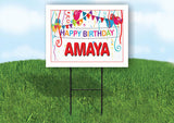 AMAYA HAPPY BIRTHDAY BALLOONS 18 in x 24 in Yard Sign Road Sign with Stand