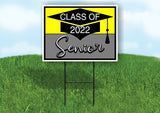 CLASS 2022 SENIOR YELLOW SILVER Yard Sign with Stand LAWN SIGN