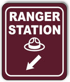 RANGER STATION DIRECTIONAL 45 DEGREES DOWN LEFT ARROW Aluminum composite sign