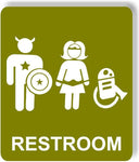 Funny Superhero restroom bathroom GOLD sign 8 1/2 X 10 RESTROOM SIGN Aluminum