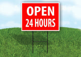 OPEN 24 HOURS TIME RED Plastic Yard Sign ROAD SIGN with Stand