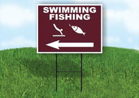 SWIMMING FISHING LEFT ARROW Yard Sign Road with Stand LAWN SIGN Single sided