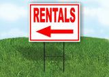 RENTALS LEFT arrow red Yard Sign Road w Stand LAWN SIGN Single sided