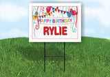 RYLIE HAPPY BIRTHDAY BALLOONS 18 in x 24 in Yard Sign Road Sign with Stand