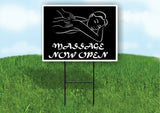 MASSAGE therapy BLACK Plastic Yard Sign ROAD SIGN with Stand