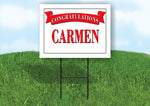 CARLY CONGRATULATIONS RED BANNER 18in x 24in Yard sign with Stand