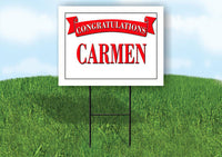 CARLY CONGRATULATIONS RED BANNER 18in x 24in Yard sign with Stand