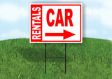 RENTALS CARS BOLD RIGHT arrow RED 18inx24in Yard Road Sign w/  Stand
