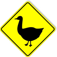 Duck crossing sign bright vibrant easy to see yellow save the Duck in your pond