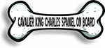 Dog on Board Cavalier King Charles Spaniel Bone Car Magnet Bumper Sticker 3"x7"