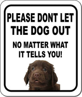 PLEASE DONT LET THE DOG OUT Retriever Flat-Coated Metal Aluminum Composite Sign