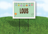 LOUIS WELCOME BABY GREEN  18 in x 24 in Yard Sign Road Sign with Stand