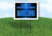 MARLENE RETIREMENT BLUE 18 in x 24 in Yard Sign Road Sign with Stand