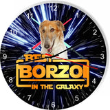 Best Borzoi Dog Galaxy Wars Space Star Kitchen Livingroom Wall Clock