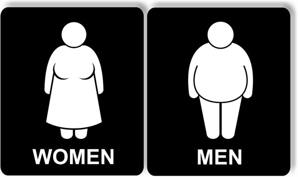 Funny XXL Fat women men bathroom restroom metal sign set for business