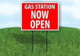 GAS STATION NOW OPEN RED Plastic Yard Sign ROAD SIGN with Stand