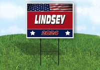 LINDSEY FLAG RED 2024 18inx24in Yard Road Sign w/ Stand