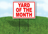 YARD OF THE MONTH RED Yard Sign Road with Stand LAWN SIGN