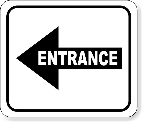 Entrance left arrow black Metal Aluminum Composite Sign