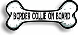 Dog on Board Border Collie Bone Car Magnet Bumper Sticker 3"x7"